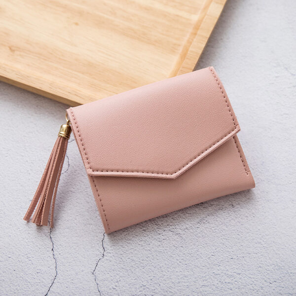 ⁦Short Women's Korean-style Tassel Small Wallet Simple Square Women's Coin Purse⁩ - الصورة ⁦4⁩