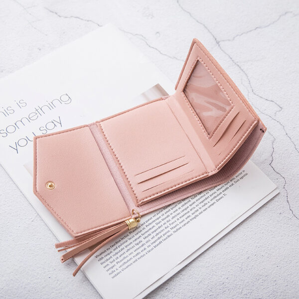 ⁦Short Women's Korean-style Tassel Small Wallet Simple Square Women's Coin Purse⁩ - الصورة ⁦6⁩