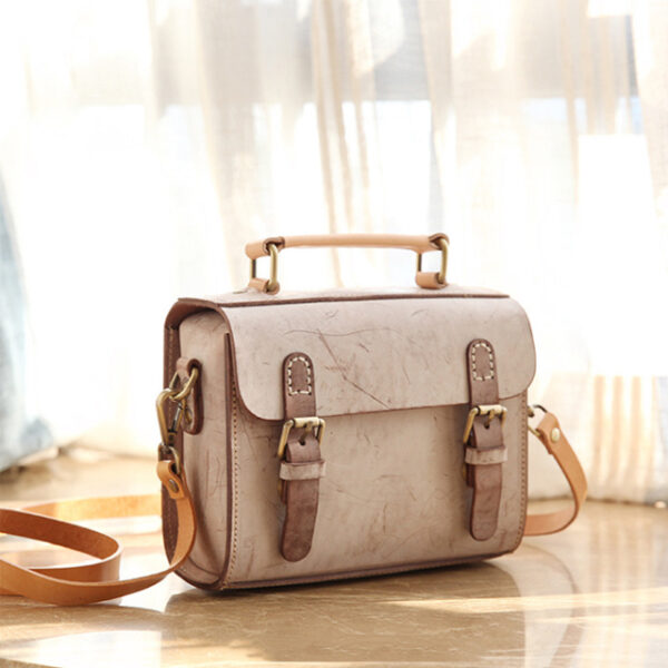 Portable Messenger Bag Cowhide Leather Retro - Image 4