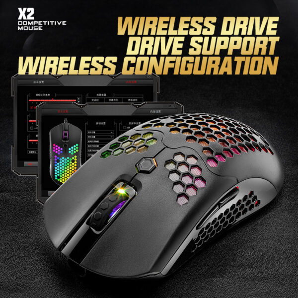 Free Wolf X2 wireless mouse RGB dual-mode game mouse - Image 2