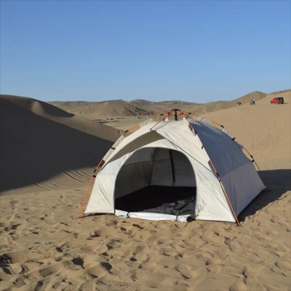 ⁦4-Person Waterproof Camping Tent - Durable, Portable & Spacious Shelter With Zipper Closure For Hiking, Fishing, Hunting & Outdoor Adventures - Golden, Fiberglass Poles, Oxford Fabric, Easy Setup & Ca⁩ - الصورة ⁦5⁩