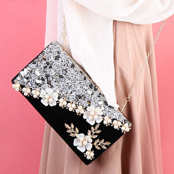 ⁦Vintage Flocking Diamond Dinner Bag⁩ - الصورة ⁦5⁩