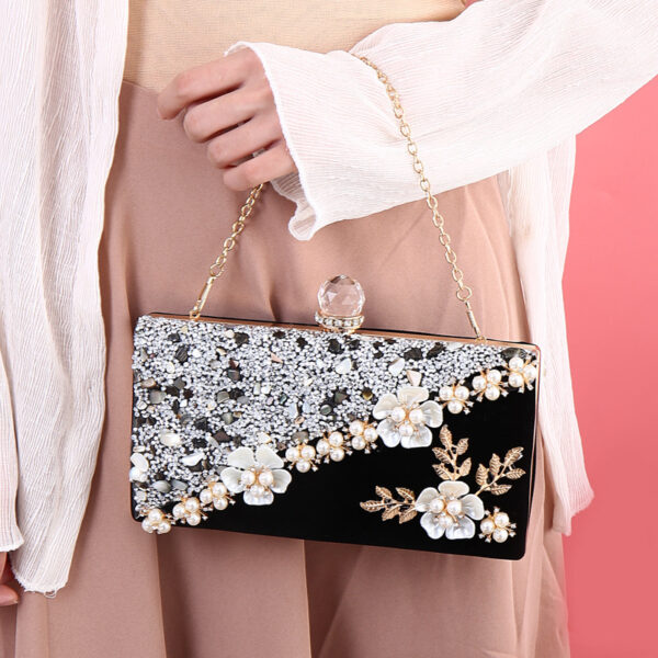 ⁦Vintage Flocking Diamond Dinner Bag⁩ - الصورة ⁦3⁩
