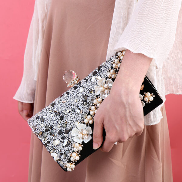⁦Vintage Flocking Diamond Dinner Bag⁩ - الصورة ⁦2⁩