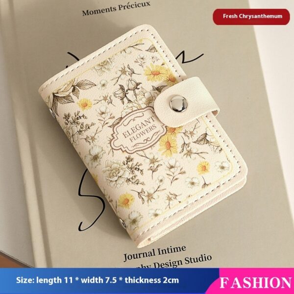 ⁦Women's Flower Oil Painting Retro Style Large Capacity Card Holder⁩ - الصورة ⁦8⁩