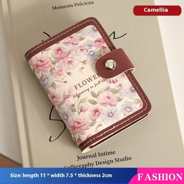 ⁦Women's Flower Oil Painting Retro Style Large Capacity Card Holder⁩ - الصورة ⁦2⁩