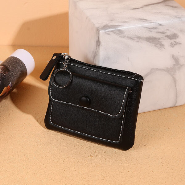 ⁦Women's Zipper Short Solid Color Card Holder Change Key Case⁩ - الصورة ⁦3⁩