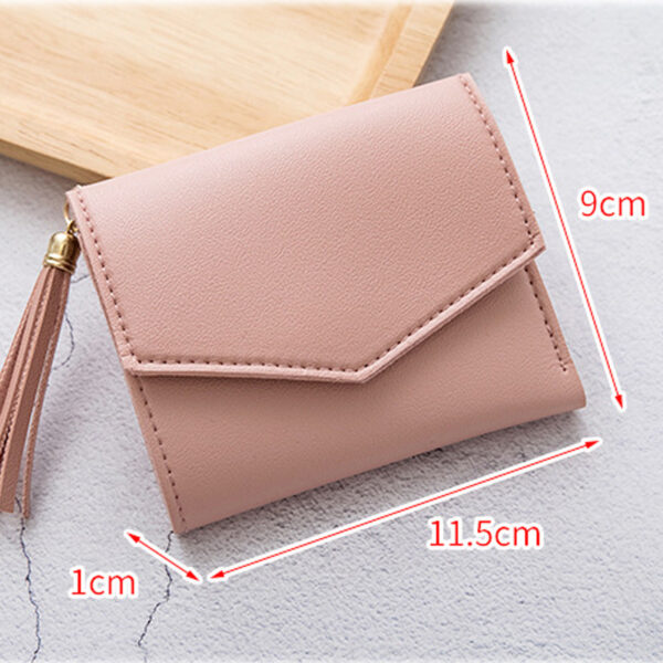 ⁦Short Women's Korean-style Tassel Small Wallet Simple Square Women's Coin Purse⁩ - الصورة ⁦5⁩
