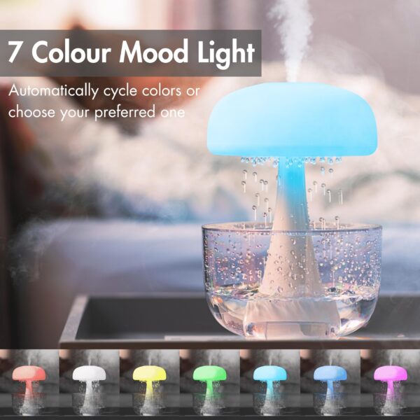 ⁦Jellyfish Raindrop Humidifier Ultrasonic Atomization Seven-color Ambience Light Cloud Rain Aroma Diffuser Home Decor⁩ - الصورة ⁦5⁩