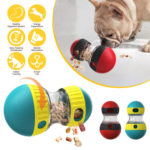 ⁦Food Dispensing Dog Toy Tumbler Leaky Food Ball Puzzle Toys Interactive Slowly Feeding Protect Stomach Increase Intelligence Pets Toy Pet Products⁩ - الصورة ⁦2⁩