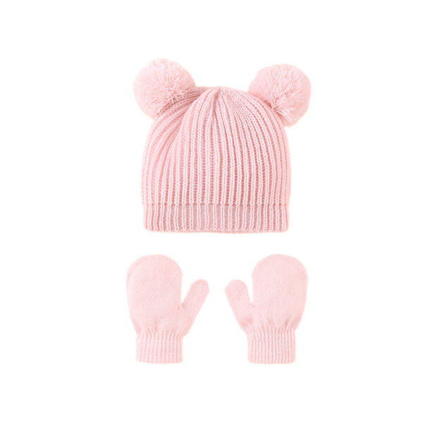 ⁦Children Hat Knitted Hat Gloves Suit⁩ - الصورة ⁦8⁩