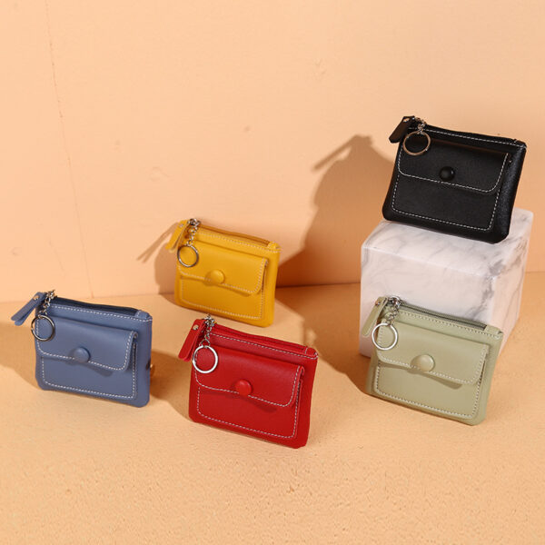 ⁦Women's Zipper Short Solid Color Card Holder Change Key Case⁩ - الصورة ⁦7⁩