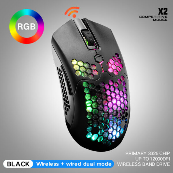 Free Wolf X2 wireless mouse RGB dual-mode game mouse - Image 5
