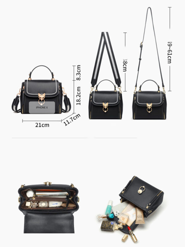 ⁦Fashion Lady Handbag Women Chic Shoulder Purse Female Split Leather Stylish Crossbody Bags Large Capacity⁩ - الصورة ⁦3⁩
