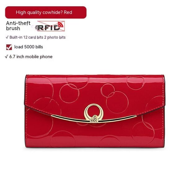 Women's Real Leather Long Large Capacity Wallet Clutch Bag - Image 4