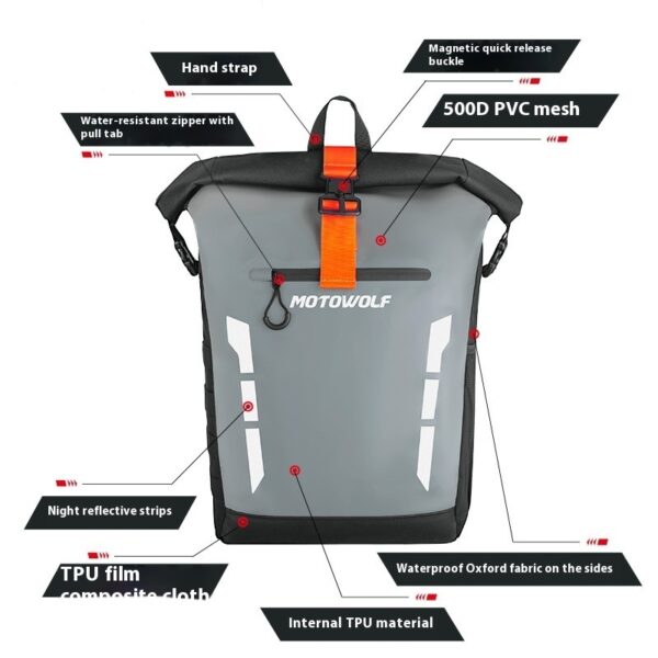 Motorcycle Outdoor Riding Large-capacity Backpack Leisure Waterproof Reflective Backpack - Image 5