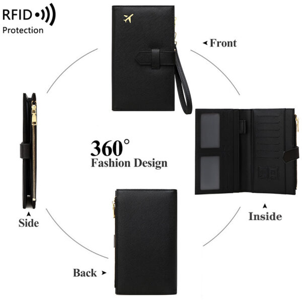 ⁦RFID Anti-magnetic Passport Holder Multifunctional Long Ladies Wallet⁩ - الصورة ⁦8⁩
