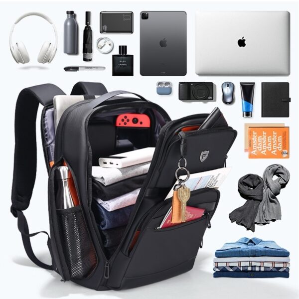 Business Casual Large Capacity Scalable Business Trip Travel Laptop Bag Backpack Men - Image 4