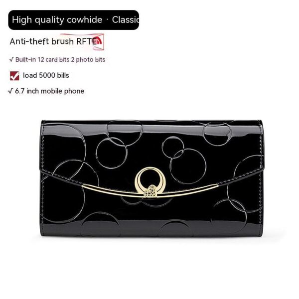 Women's Real Leather Long Large Capacity Wallet Clutch Bag - Image 3