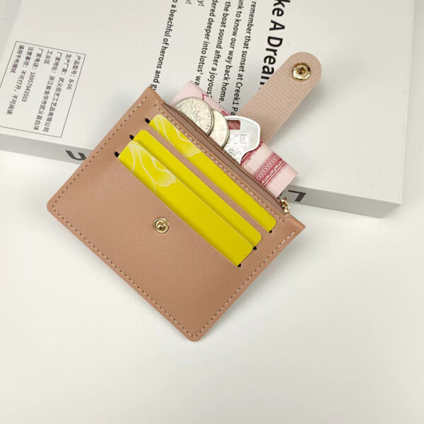Short Small Card Holder Certificate Holder Women With Zipper - Image 5
