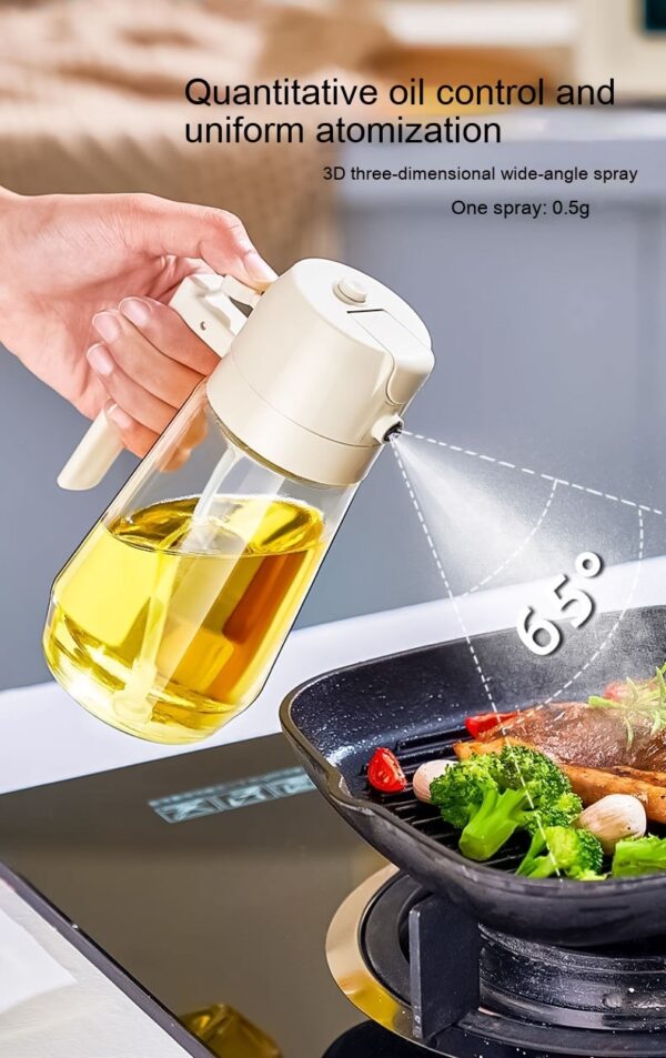 ⁦470ML Olive Oil Sprayer Dispenser For Cooking BBQ 2 In 1 Glass Oil Vinegar Soy Sauce Spray Kitchen Oil Bottle For Air Fryer⁩ - الصورة ⁦6⁩