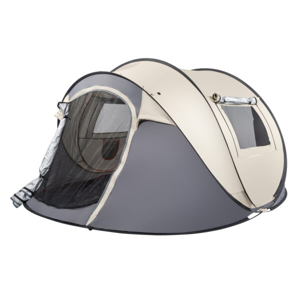 ⁦Khaki Boat Type Quick Opening Camping Tent Fiber Pole Polyester Cloth⁩ - الصورة ⁦10⁩