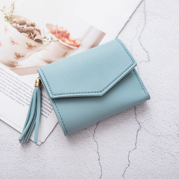 ⁦Short Women's Korean-style Tassel Small Wallet Simple Square Women's Coin Purse⁩ - الصورة ⁦3⁩