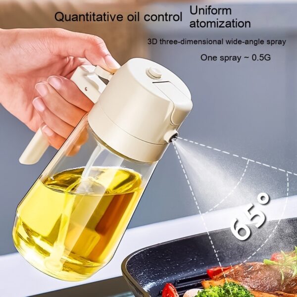 ⁦470ML Olive Oil Sprayer Dispenser For Cooking BBQ 2 In 1 Glass Oil Vinegar Soy Sauce Spray Kitchen Oil Bottle For Air Fryer⁩ - الصورة ⁦8⁩