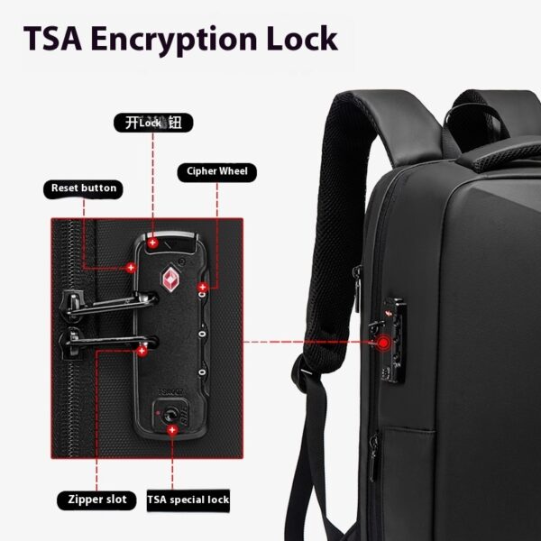 ⁦Men's Backpack Security Lock Backpack Business⁩ - الصورة ⁦5⁩
