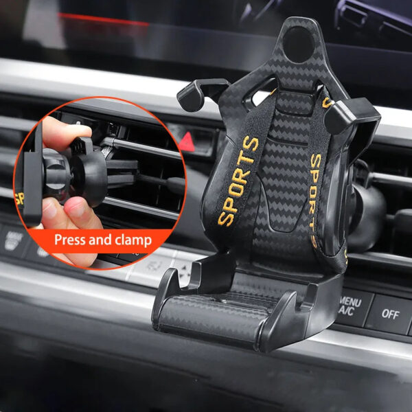 Racing Seat Shape Car Phone Holder Auto Air Vent Mobile Phone Clip 360 Degree Rotatable Car Cellphone Rack For Car Interior