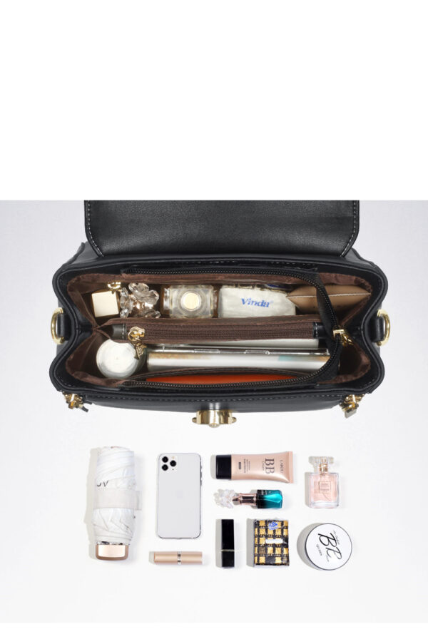 ⁦Fashion Lady Handbag Women Chic Shoulder Purse Female Split Leather Stylish Crossbody Bags Large Capacity⁩ - الصورة ⁦6⁩