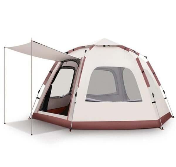 ⁦Outdoor Camping Camping Beige Khaki Large Hexagonal Tent Windproof Waterproof Anti Mosquito⁩ - الصورة ⁦5⁩