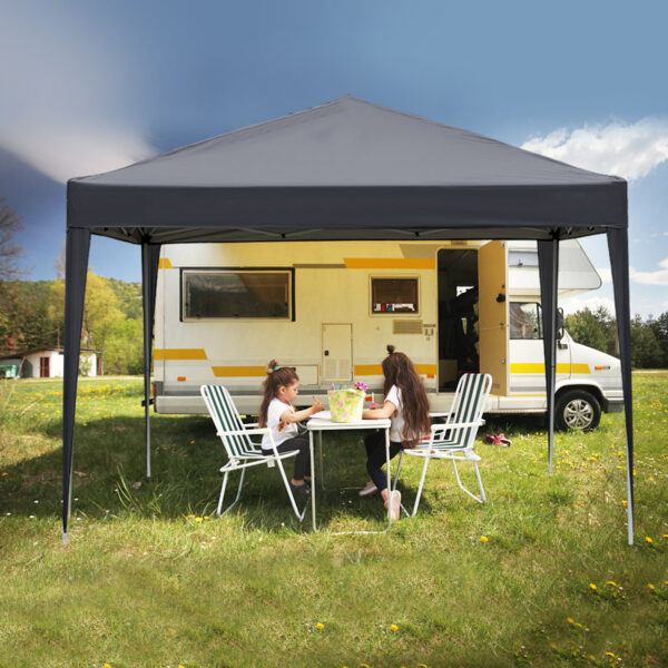 10x10ft Dark Grey 4 Sides-2 Doors, 2 Windows, Folding Shed, Oxford Cloth, Sprayed Iron Pipe, Portable - Image 5