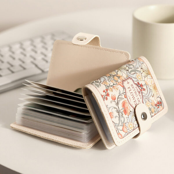 ⁦Women's Flower Oil Painting Retro Style Large Capacity Card Holder⁩ - الصورة ⁦5⁩