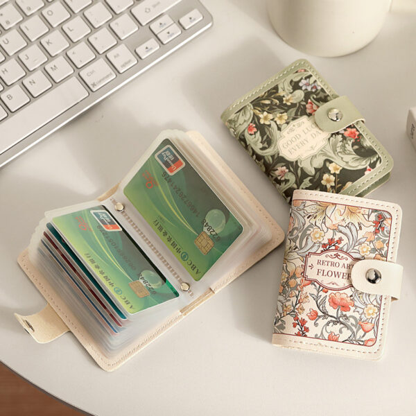 ⁦Women's Flower Oil Painting Retro Style Large Capacity Card Holder⁩ - الصورة ⁦4⁩