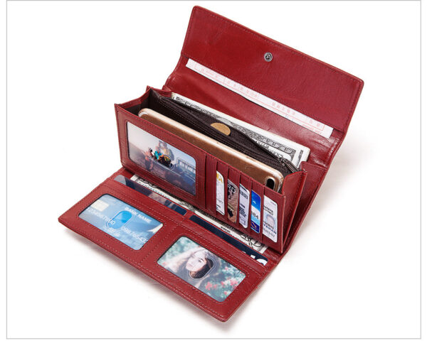 Long Cowhide Multiple Card Slots Coin Pocket RFID Anti-magnetic Women's Handbag - Image 2