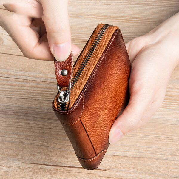 ⁦First Layer Cowhide Zipper Card Holder Driver's License Wallet Wallet⁩ - الصورة ⁦3⁩