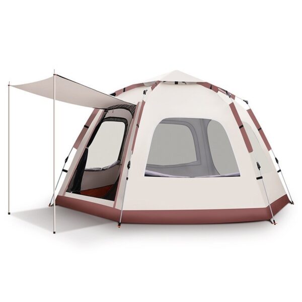 ⁦Outdoor Camping Camping Beige Khaki Large Hexagonal Tent Windproof Waterproof Anti Mosquito⁩ - الصورة ⁦3⁩