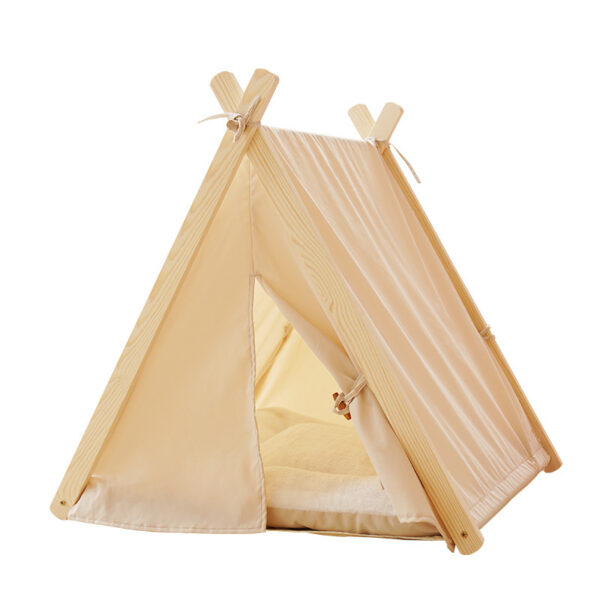 ⁦Pet Tent Cat Litter Removable And Washable Striped Canvas Solid Wood⁩ - الصورة ⁦3⁩