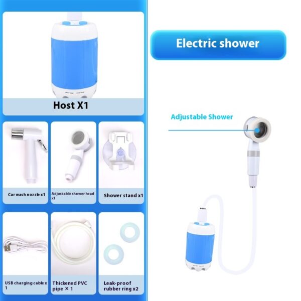 ⁦Outdoor Camping Shower Portable Electric Shower Gadgets Waterproof 5000mAh Rechargeable Battery Powered For Hiking Traveling⁩ - الصورة ⁦3⁩