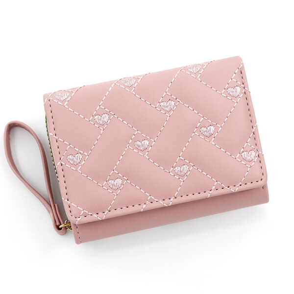 Short And Simple Embroidered Love Heart Multi Card Slots Wallet - Image 6