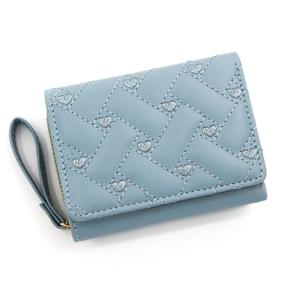 Short And Simple Embroidered Love Heart Multi Card Slots Wallet - Image 10