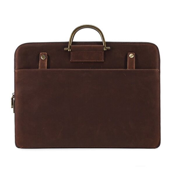 Crazy Horse Leather Men's Business Handbag Genuine Leather Computer Bag - Image 3