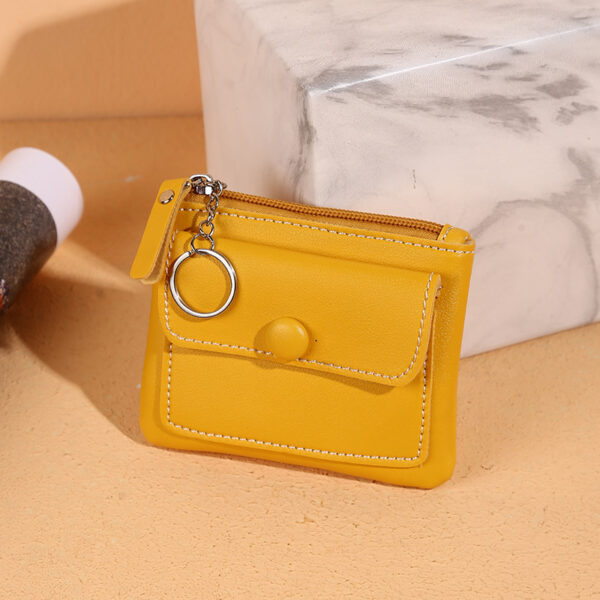 ⁦Women's Zipper Short Solid Color Card Holder Change Key Case⁩ - الصورة ⁦4⁩