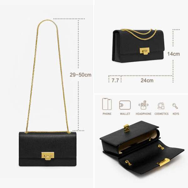 Leather Chain Women's Fashion Shoulder Small Design Bag - Image 5