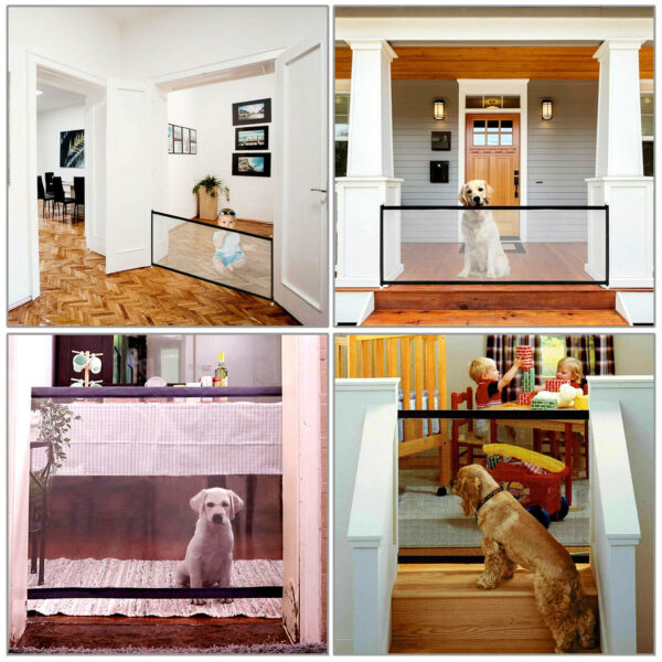 ⁦Pets Dog Cat Baby Safety Gate Mesh Fence Magic Portable Guard Net Stairs Doors⁩ - الصورة ⁦3⁩