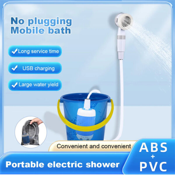 ⁦Outdoor Camping Shower Portable Electric Shower Gadgets Waterproof 5000mAh Rechargeable Battery Powered For Hiking Traveling⁩ - الصورة ⁦2⁩