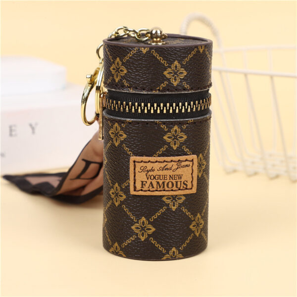 Creative Bucket Coin Purse Vintage Printed Mini Lipstick Key Storage Car Key Chain Pendant - Image 7