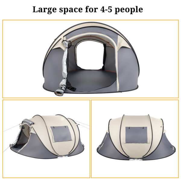 ⁦Khaki Boat Type Quick Opening Camping Tent Fiber Pole Polyester Cloth⁩ - الصورة ⁦4⁩