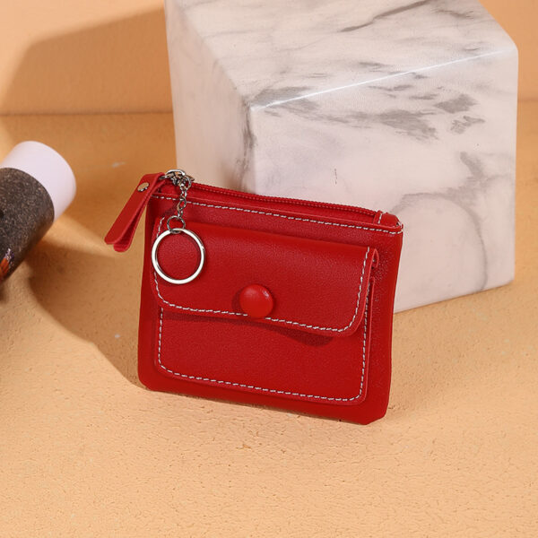 ⁦Women's Zipper Short Solid Color Card Holder Change Key Case⁩ - الصورة ⁦8⁩